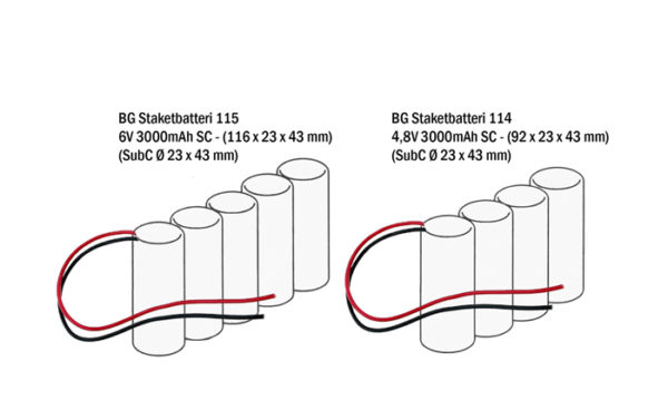 Staketbatteri (115) SubC - 6V 3000mAh NiMH